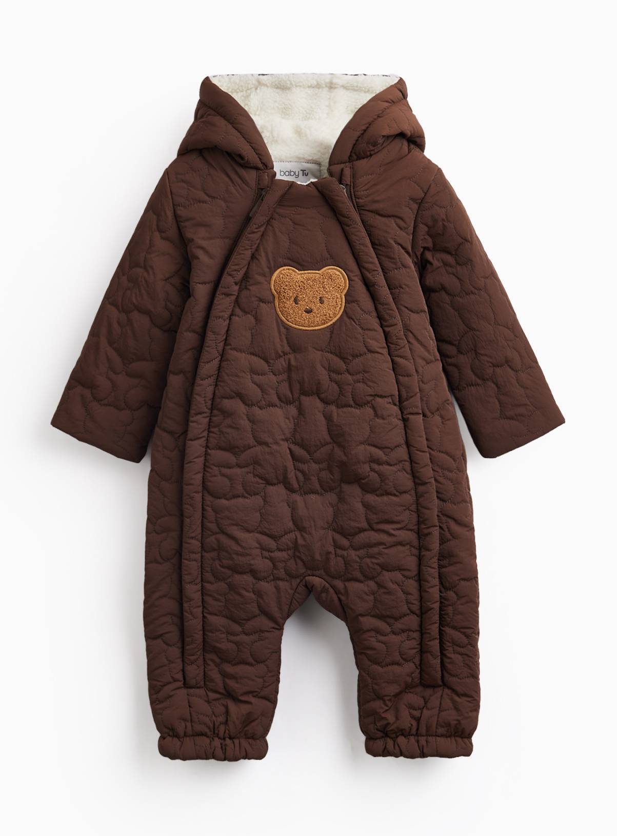 Brown Teddy Bear Pramsuit 18-24 months - Image 1